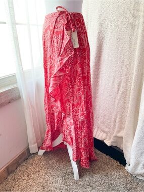 Universal Thread Red Floral Wrap Maxi Skirt